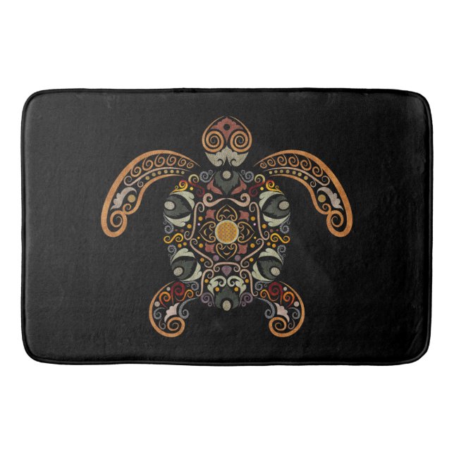Colourful vintage turtle design bath mat (Front)