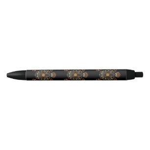 Colourful vintage turtle design black ink pen