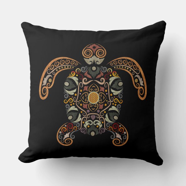 Colourful vintage turtle design cushion (Front)