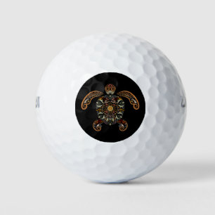 Colourful vintage turtle design golf balls