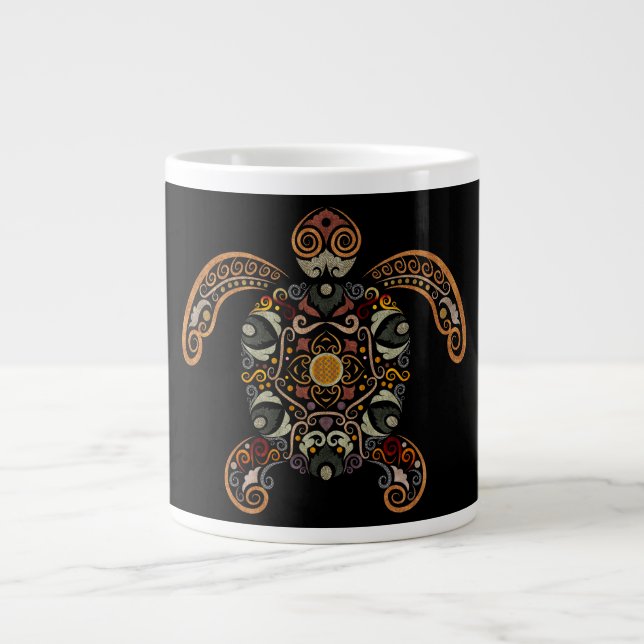 Colourful vintage turtle design large coffee mug (Front)