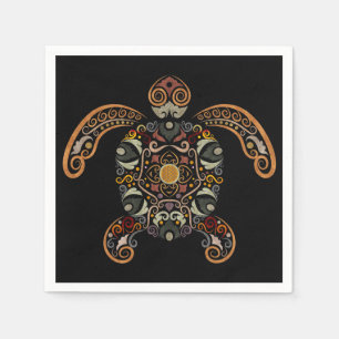 Colourful vintage turtle design napkin