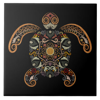 Colourful vintage turtle design tile