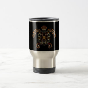 Colourful vintage turtle design travel mug