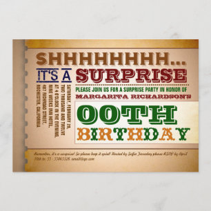 colourful vintage typography birthday invitations