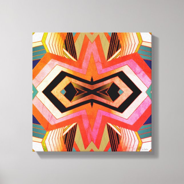 Colourful Vintage Vibes Geometric Canvas Print (Front)