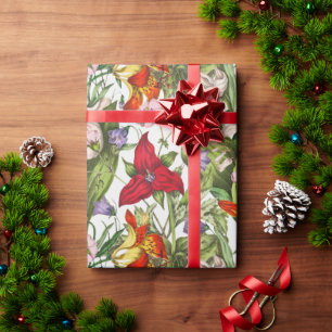 Colourful Vintage Watercolor Floral Pattern Wrapping Paper