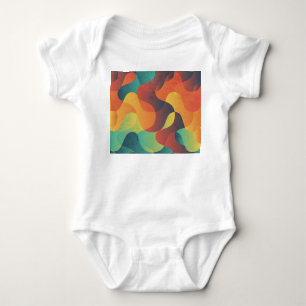 Colourful vintage wave abstract pattern baby bodysuit