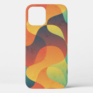 Colourful vintage wave abstract pattern iPhone 12 case