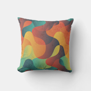 Colourful vintage wave abstract pattern cushion