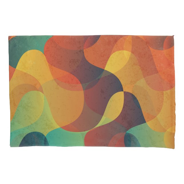 Colourful vintage wave abstract pattern pillowcase (Front)