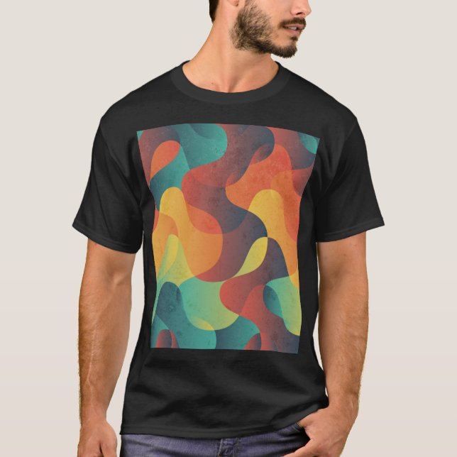 Colourful vintage wave abstract pattern T-Shirt (Front)