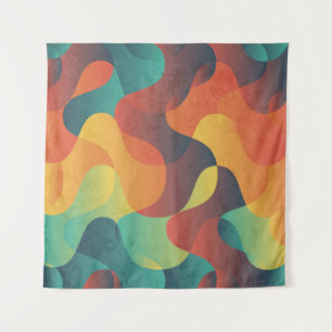 Colourful vintage wave abstract pattern tapestry