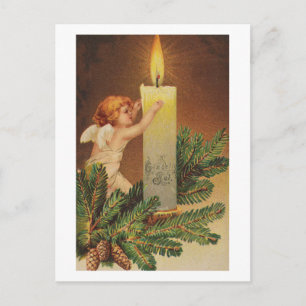 Colourful vintage white Christmas angel card