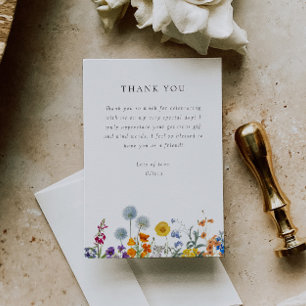 Colourful Vintage Wildflower Bridal Shower Thank You Card