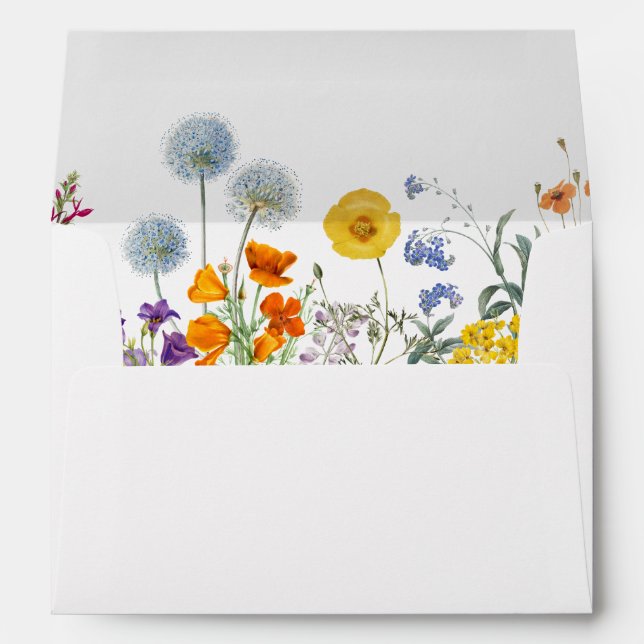 Colourful Vintage Wildflower Wedding Envelope (Back (Bottom))
