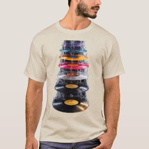 Colourful Vinyl Record Splash Waterfall Art T-Shirt