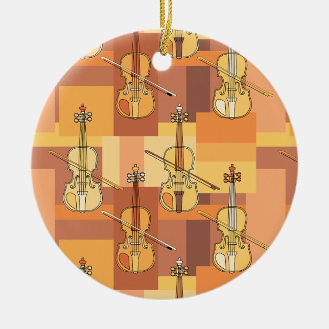 Colourful Violin Blocks Ceramic Tree Decoration (Front)