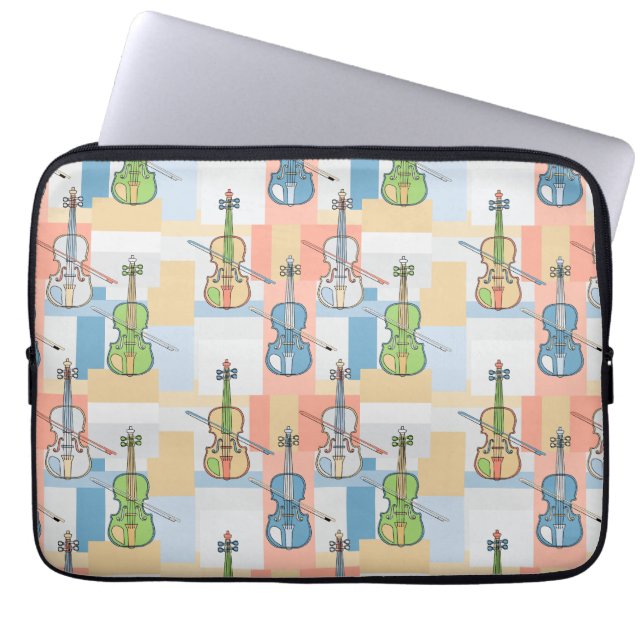 Colourful Violin Blocks Laptop Sleeve (Front)