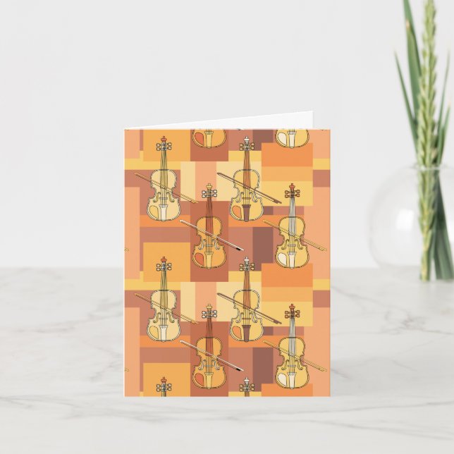 Colourful Violin Blocks Note Card (Front)