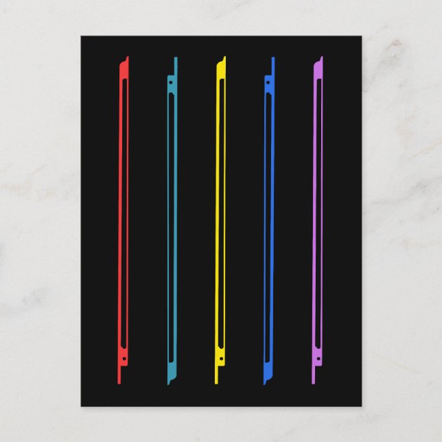 Colourful violin bows postcard (Front)