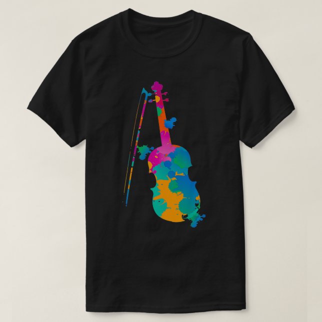 Colourful Violin  T-Shirt (Design Front)
