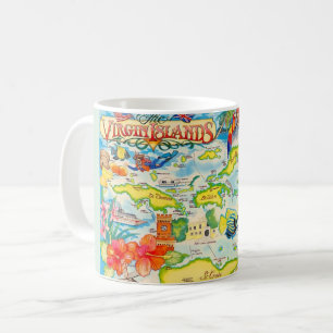 Colourful Virgin Islands Map Coffee Mug