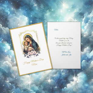 Colourful Virgin Mary With Baby Jesus Mother's Day Card