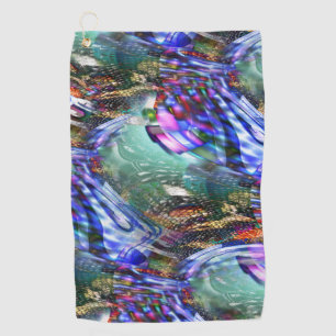 Colourful virtual image fluctuation over battleshi golf towel