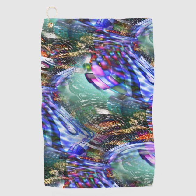 Colourful virtual image fluctuation over battleshi golf towel (Front)