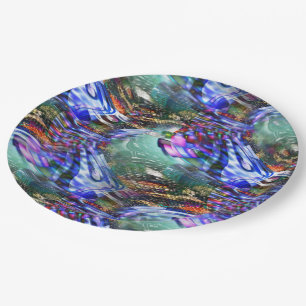 Colourful virtual image fluctuation over battleshi paper plate