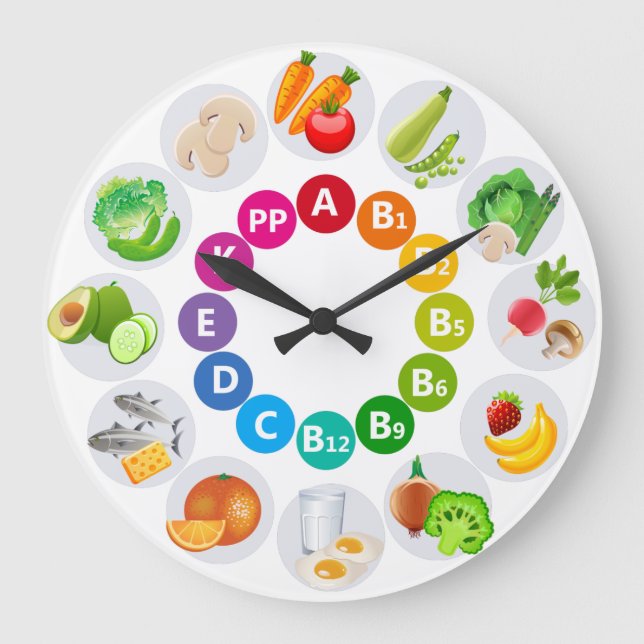 Colourful Vitamin Rich Foods Large Clock (Front)