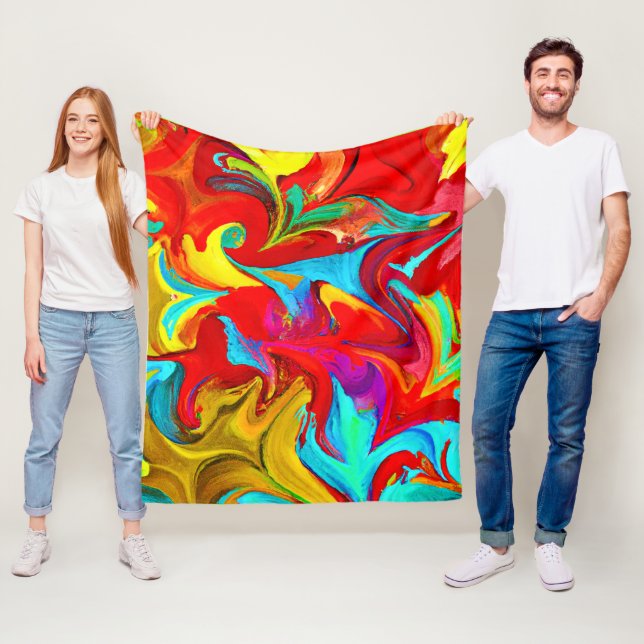 Colourful Vivid Abstract Pattern Fleece Blanket (In Situ)