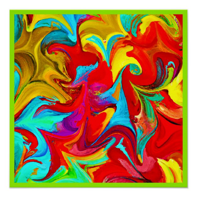 Colourful Vivid Abstract Pattern Poster (Front)