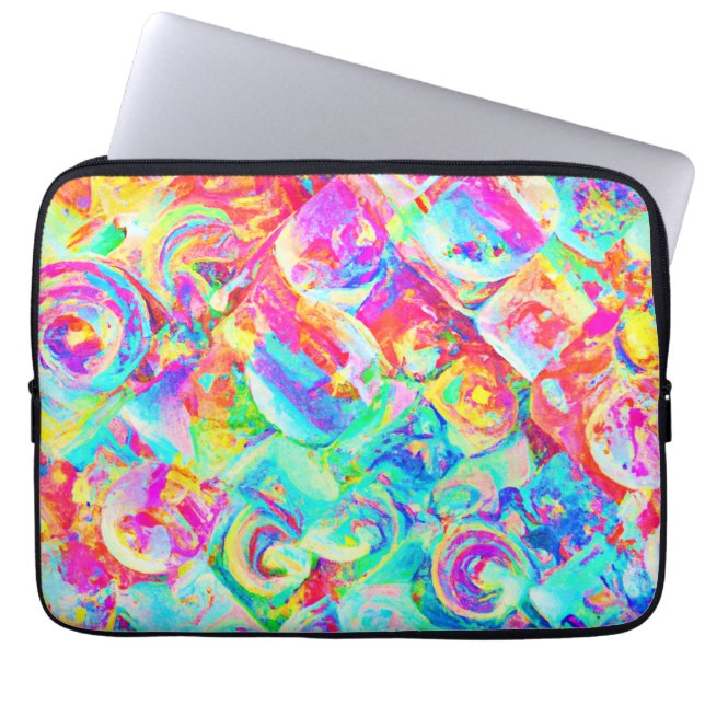 Colourful Vivid Abstraction Pattern Laptop Sleeve (Front)