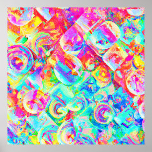 Colourful Vivid Abstraction Pattern Poster