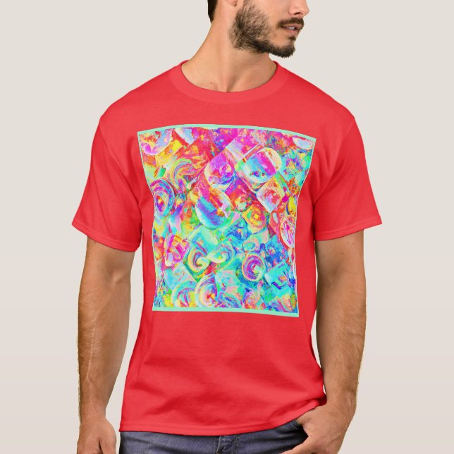 Colourful Vivid Abstraction Pattern T-Shirt (Front)