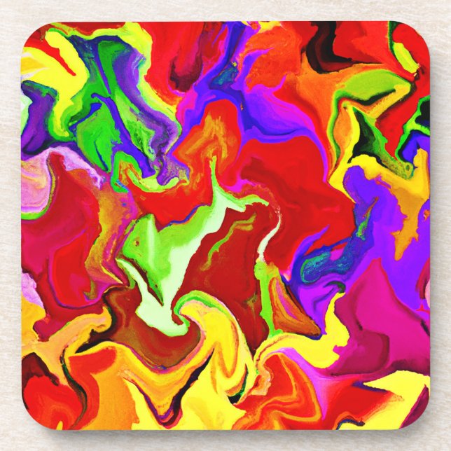 Colourful Vivid Abstractions Pattern Coaster (Front)