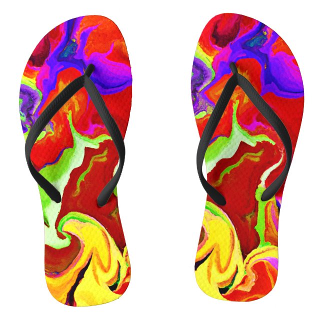Colourful Vivid Abstractions Pattern Jandals (Footbed)
