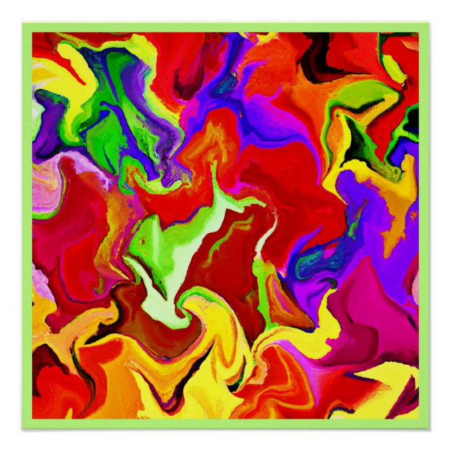 Colourful Vivid Abstractions Pattern Poster (Front)