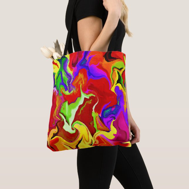 Colourful Vivid Abstractions Pattern Tote Bag (Close Up)