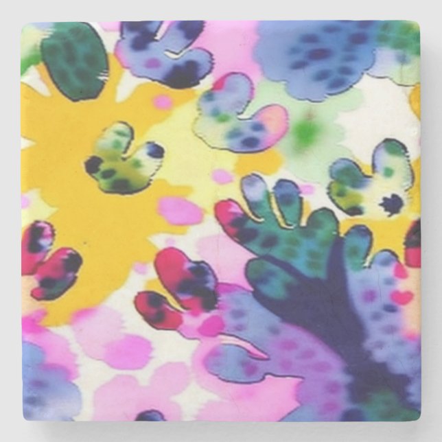 Colourful vivid design  stone coaster (Front)