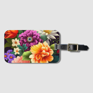Colourful vivid flowers luggage tag