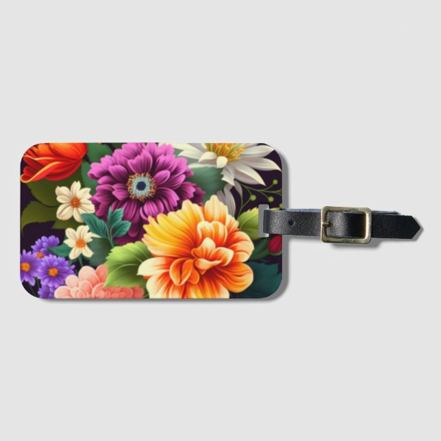 Colourful vivid flowers luggage tag (Front Horizontal)