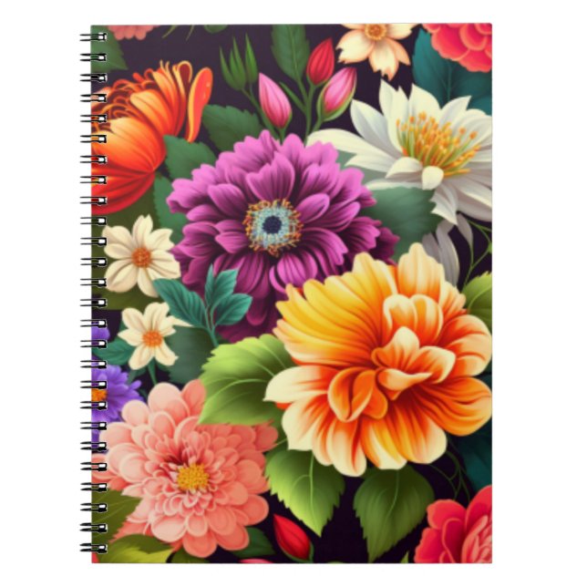 Colourful vivid flowers notebook (Front)