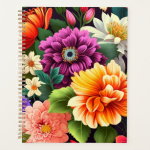 Colourful vivid flowers planner