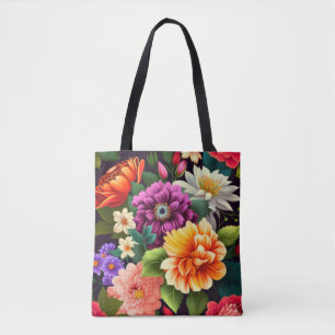 Colourful vivid flowers tote bag
