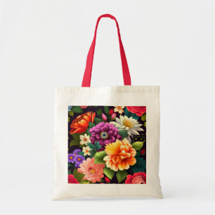 Colourful vivid flowers tote bag