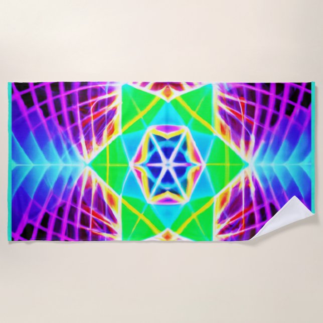 Colourful Vivid Pattern Beach Towel (Front)