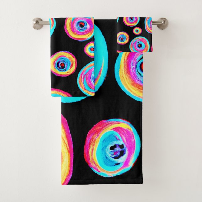 Colourful Vivid Pattern Design Bath Towel Set (Insitu)